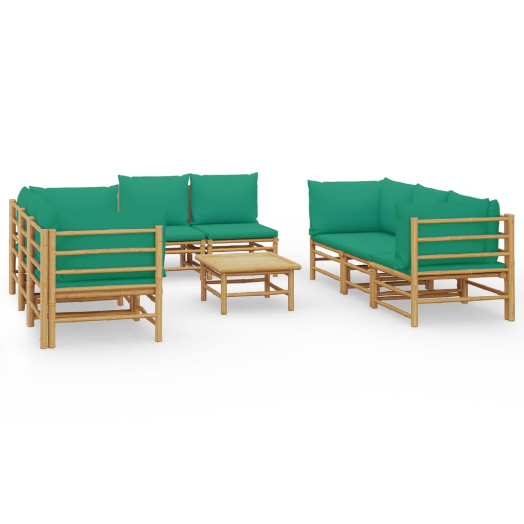 9-delige Loungeset met kussens bamboe groen is nu te koop bij PeponiXL, paradijselijk wonen!