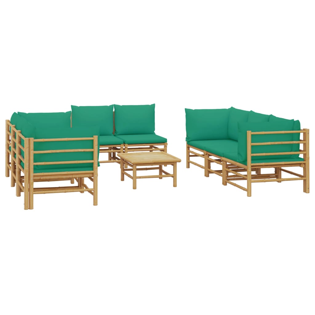 9-delige Loungeset met kussens bamboe groen is nu te koop bij PeponiXL, paradijselijk wonen!