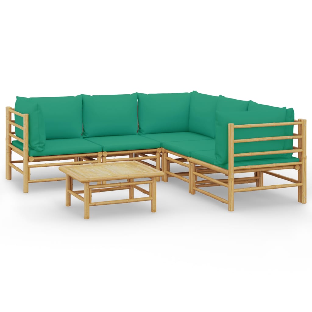 6-delige Loungeset met kussens bamboe groen is nu te koop bij PeponiXL, paradijselijk wonen!