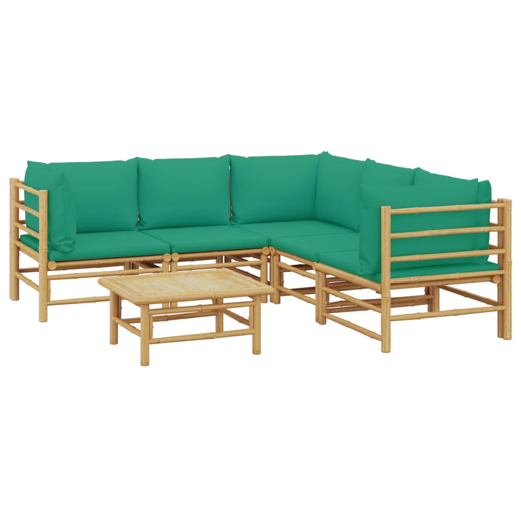 6-delige Loungeset met kussens bamboe groen is nu te koop bij PeponiXL, paradijselijk wonen!