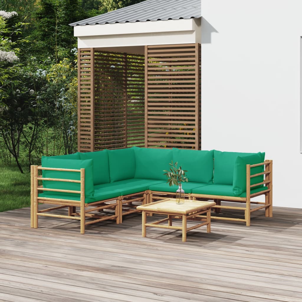 6-delige Loungeset met kussens bamboe groen is nu te koop bij PeponiXL, paradijselijk wonen!