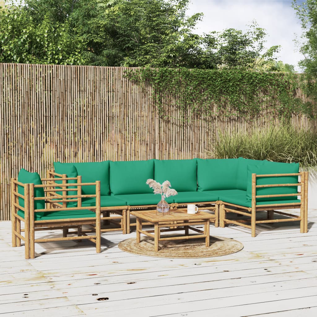 7-delige Loungeset met kussens bamboe groen is nu te koop bij PeponiXL, paradijselijk wonen!