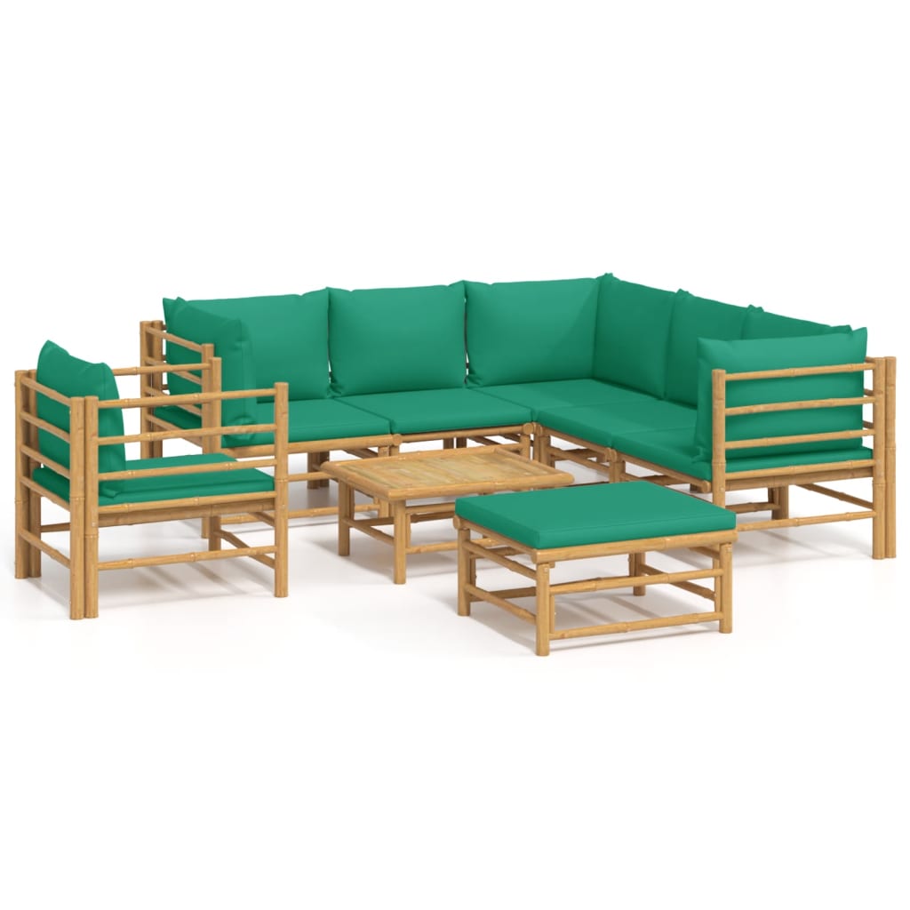 8-delige Loungeset met kussens bamboe groen is nu te koop bij PeponiXL, paradijselijk wonen!