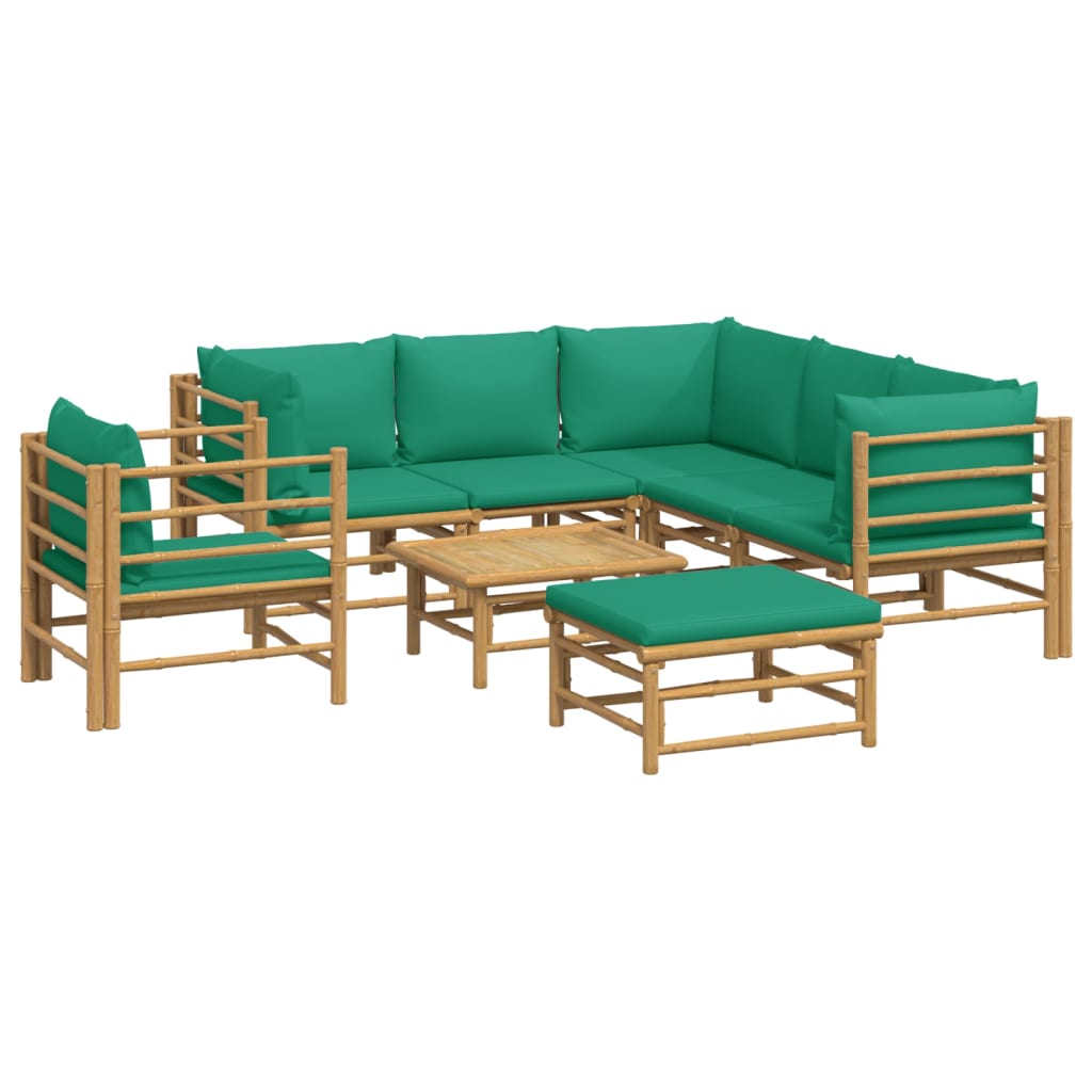 8-delige Loungeset met kussens bamboe groen is nu te koop bij PeponiXL, paradijselijk wonen!