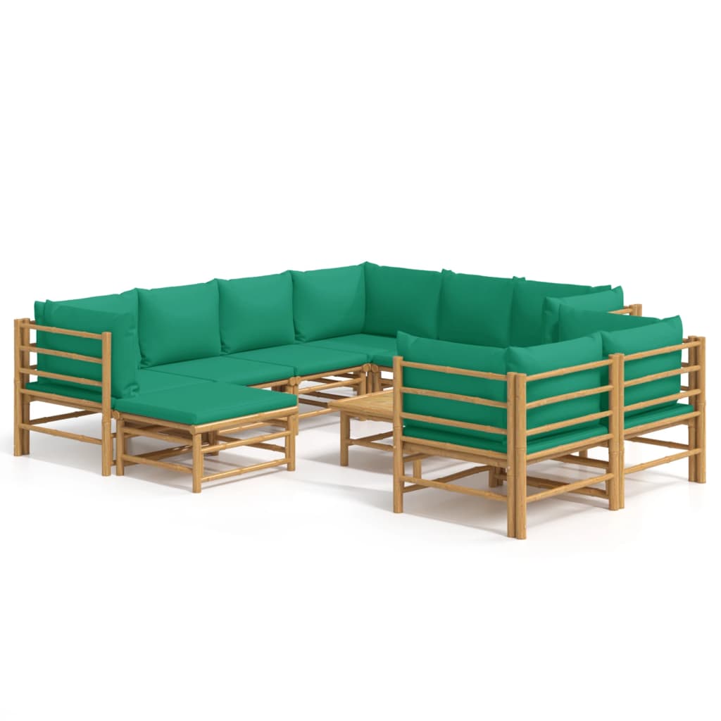 10-delige Loungeset met kussens bamboe groen is nu te koop bij PeponiXL, paradijselijk wonen!
