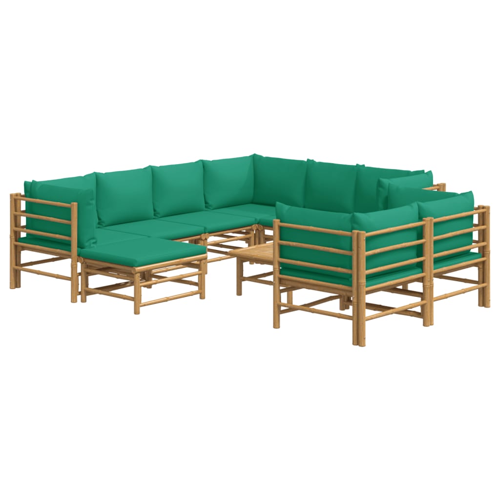 10-delige Loungeset met kussens bamboe groen is nu te koop bij PeponiXL, paradijselijk wonen!
