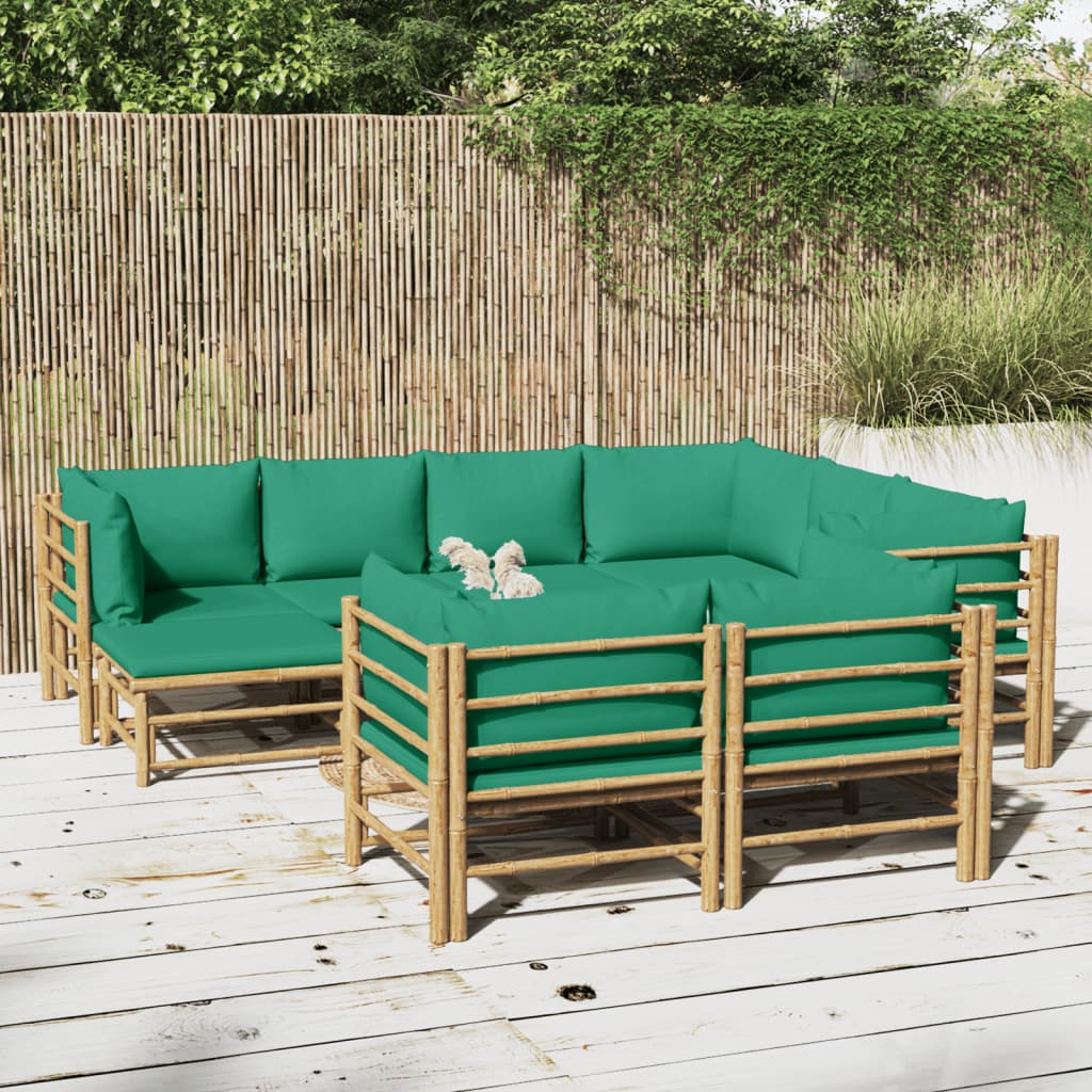 10-delige Loungeset met kussens bamboe groen is nu te koop bij PeponiXL, paradijselijk wonen!