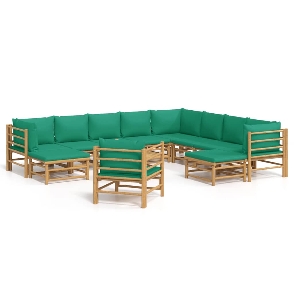 12-delige Loungeset met kussens bamboe groen is nu te koop bij PeponiXL, paradijselijk wonen!
