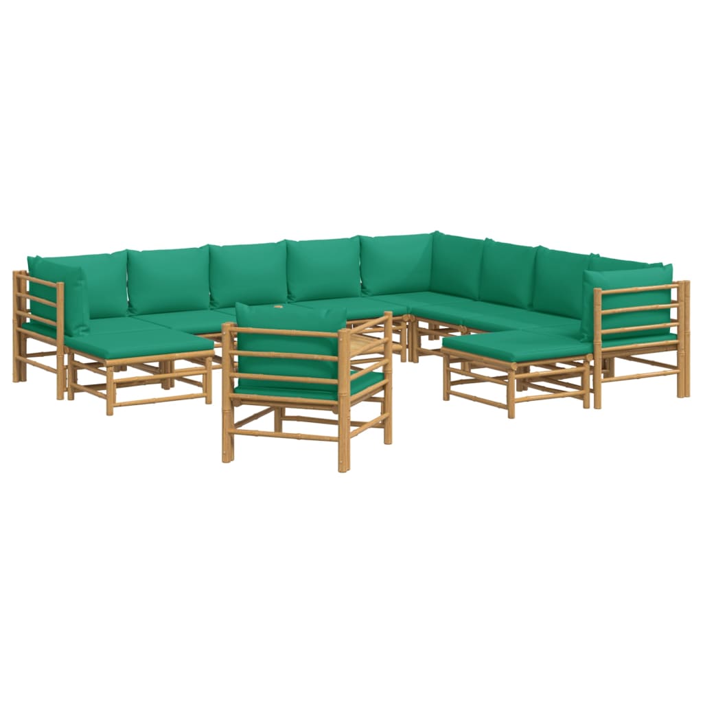 12-delige Loungeset met kussens bamboe groen is nu te koop bij PeponiXL, paradijselijk wonen!