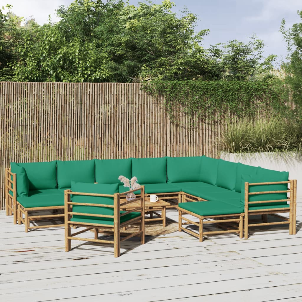 12-delige Loungeset met kussens bamboe groen is nu te koop bij PeponiXL, paradijselijk wonen!