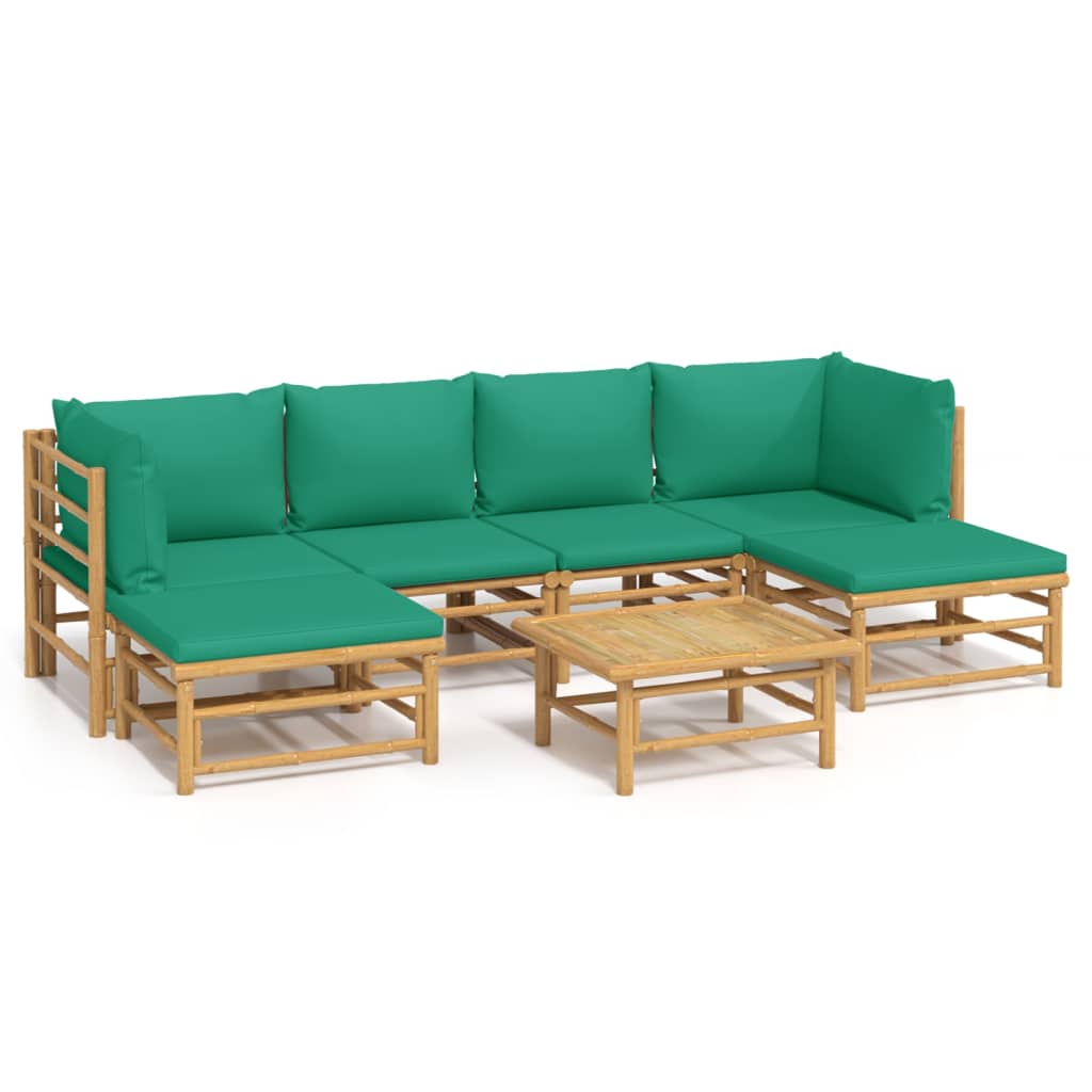 7-delige Loungeset met kussens bamboe groen is nu te koop bij PeponiXL, paradijselijk wonen!