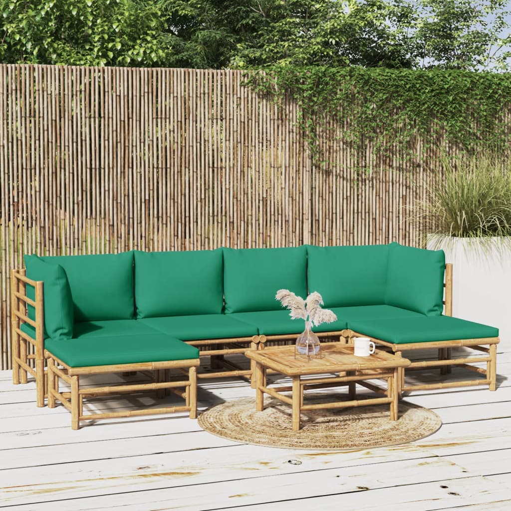 7-delige Loungeset met kussens bamboe groen is nu te koop bij PeponiXL, paradijselijk wonen!