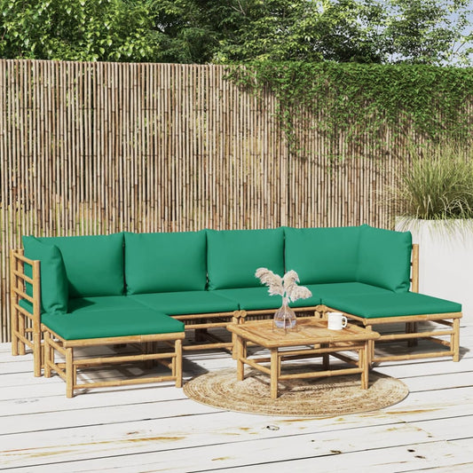 7-delige Loungeset met kussens bamboe groen is nu te koop bij PeponiXL, paradijselijk wonen!