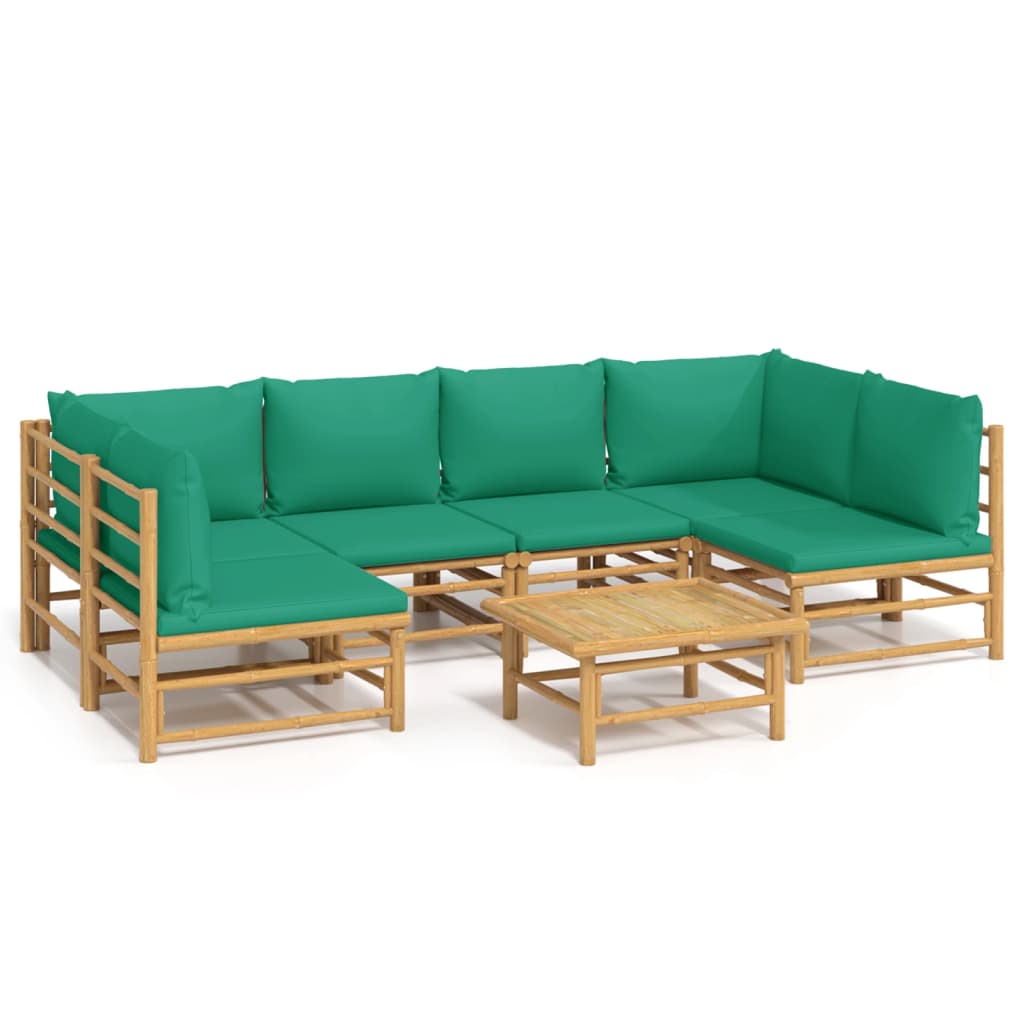 7-delige Loungeset met kussens bamboe groen is nu te koop bij PeponiXL, paradijselijk wonen!