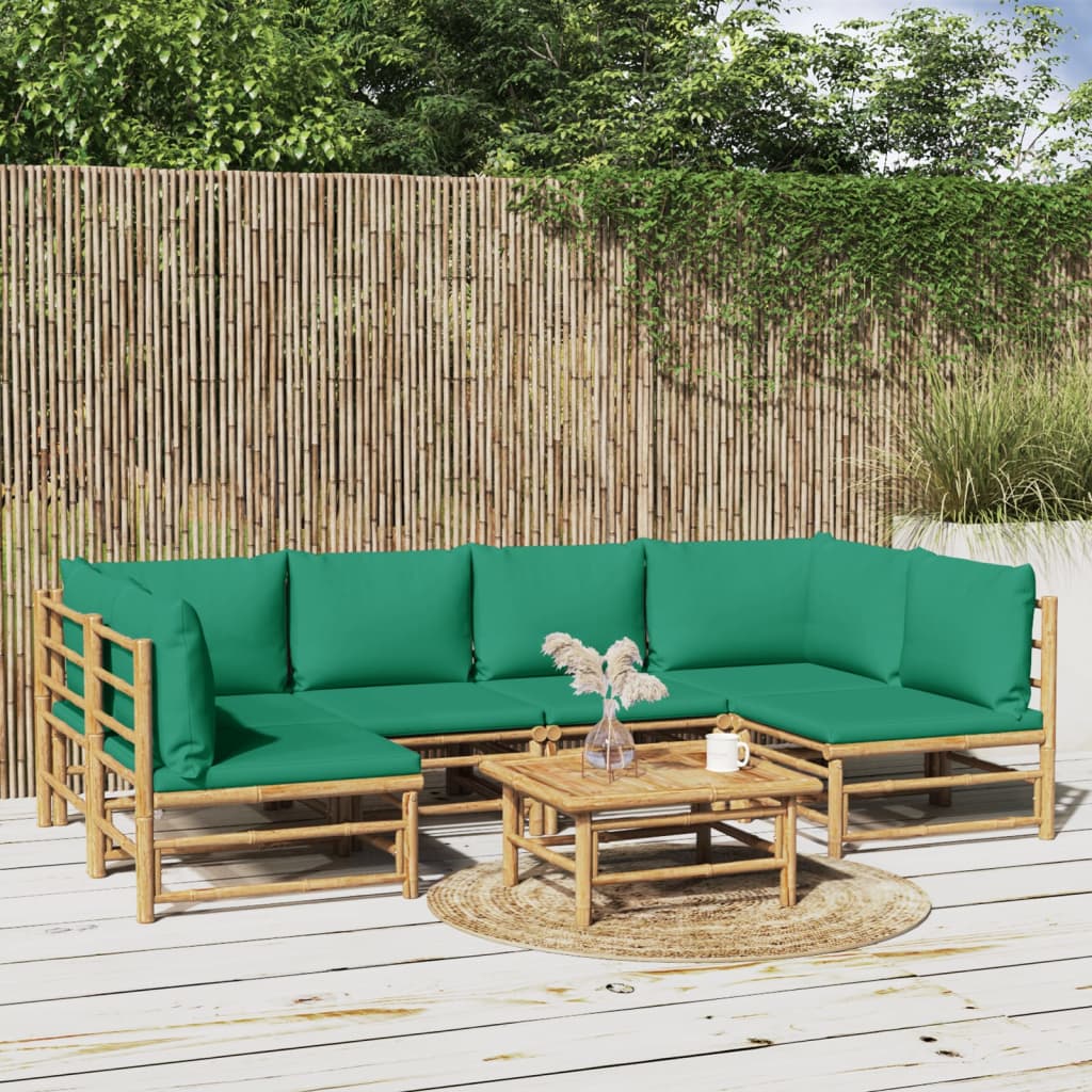 7-delige Loungeset met kussens bamboe groen is nu te koop bij PeponiXL, paradijselijk wonen!