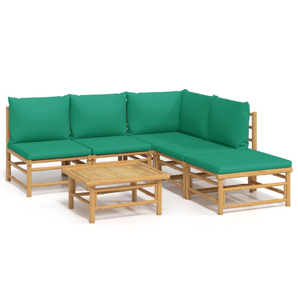 6-delige Loungeset met kussens bamboe groen is nu te koop bij PeponiXL, paradijselijk wonen!