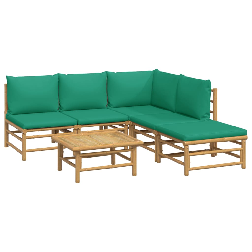 6-delige Loungeset met kussens bamboe groen is nu te koop bij PeponiXL, paradijselijk wonen!