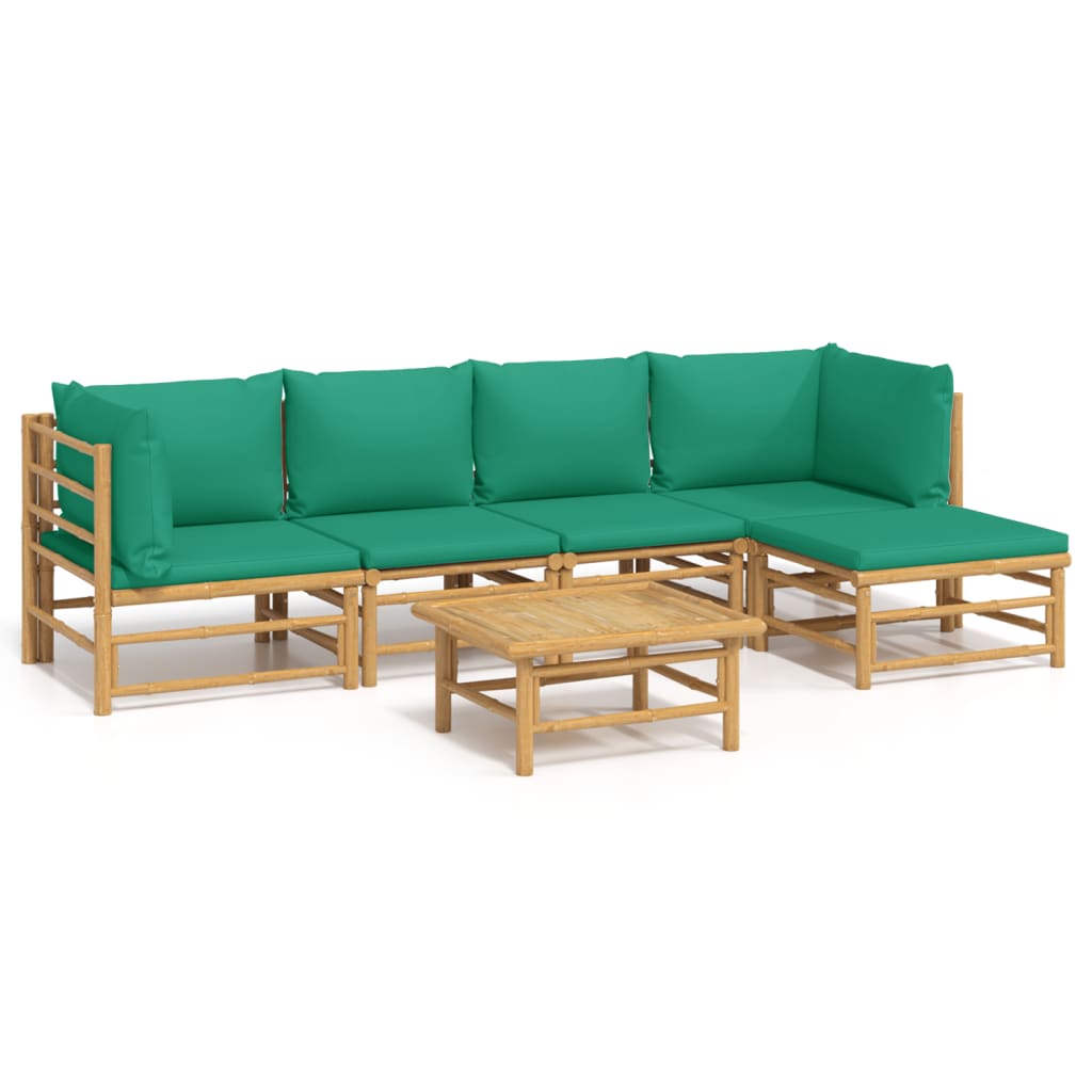 6-delige Loungeset met kussens bamboe groen is nu te koop bij PeponiXL, paradijselijk wonen!
