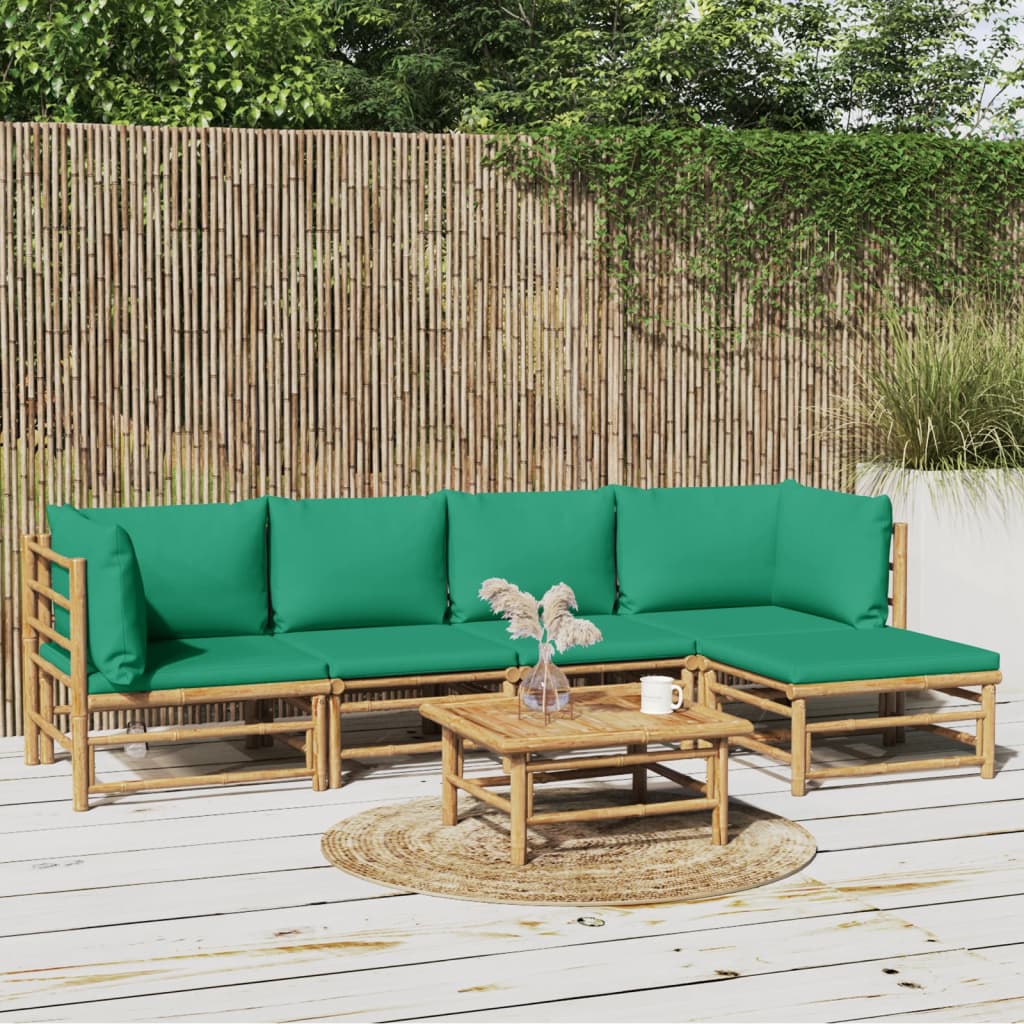6-delige Loungeset met kussens bamboe groen is nu te koop bij PeponiXL, paradijselijk wonen!