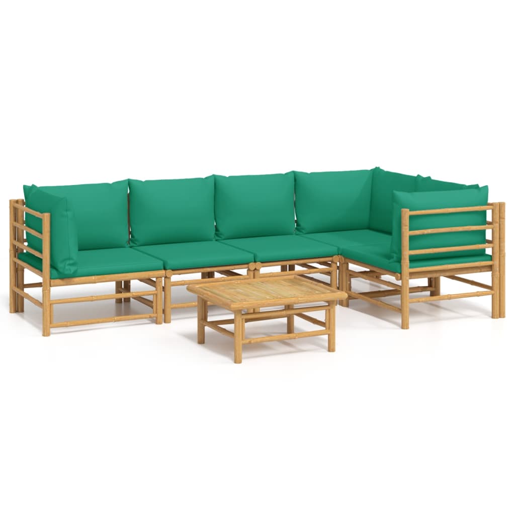 6-delige Loungeset met kussens bamboe groen is nu te koop bij PeponiXL, paradijselijk wonen!