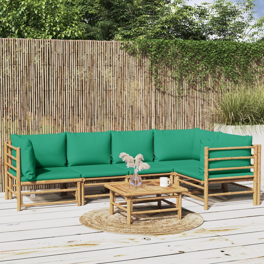6-delige Loungeset met kussens bamboe groen is nu te koop bij PeponiXL, paradijselijk wonen!