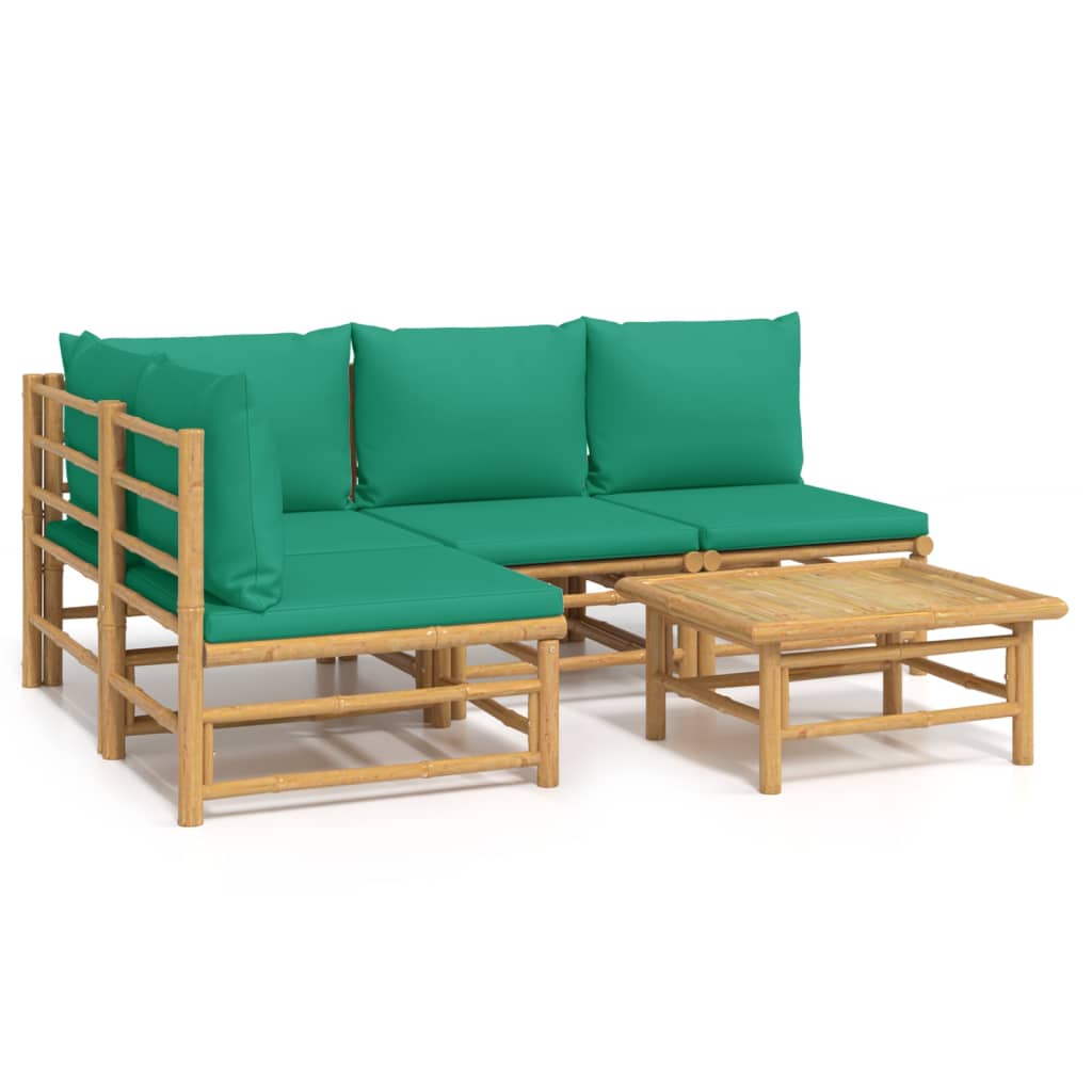 5-delige Loungeset met kussens bamboe groen is nu te koop bij PeponiXL, paradijselijk wonen!