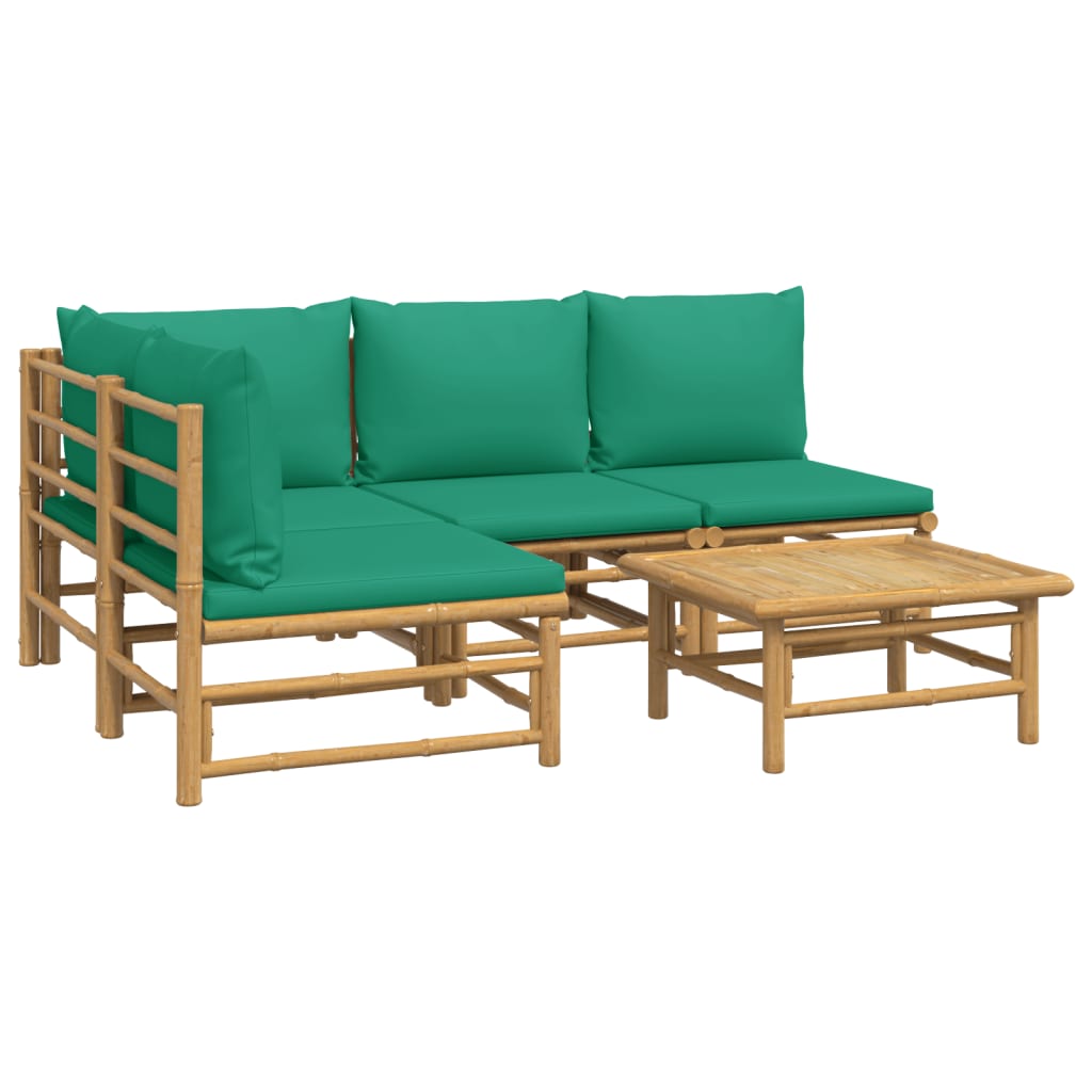 5-delige Loungeset met kussens bamboe groen is nu te koop bij PeponiXL, paradijselijk wonen!