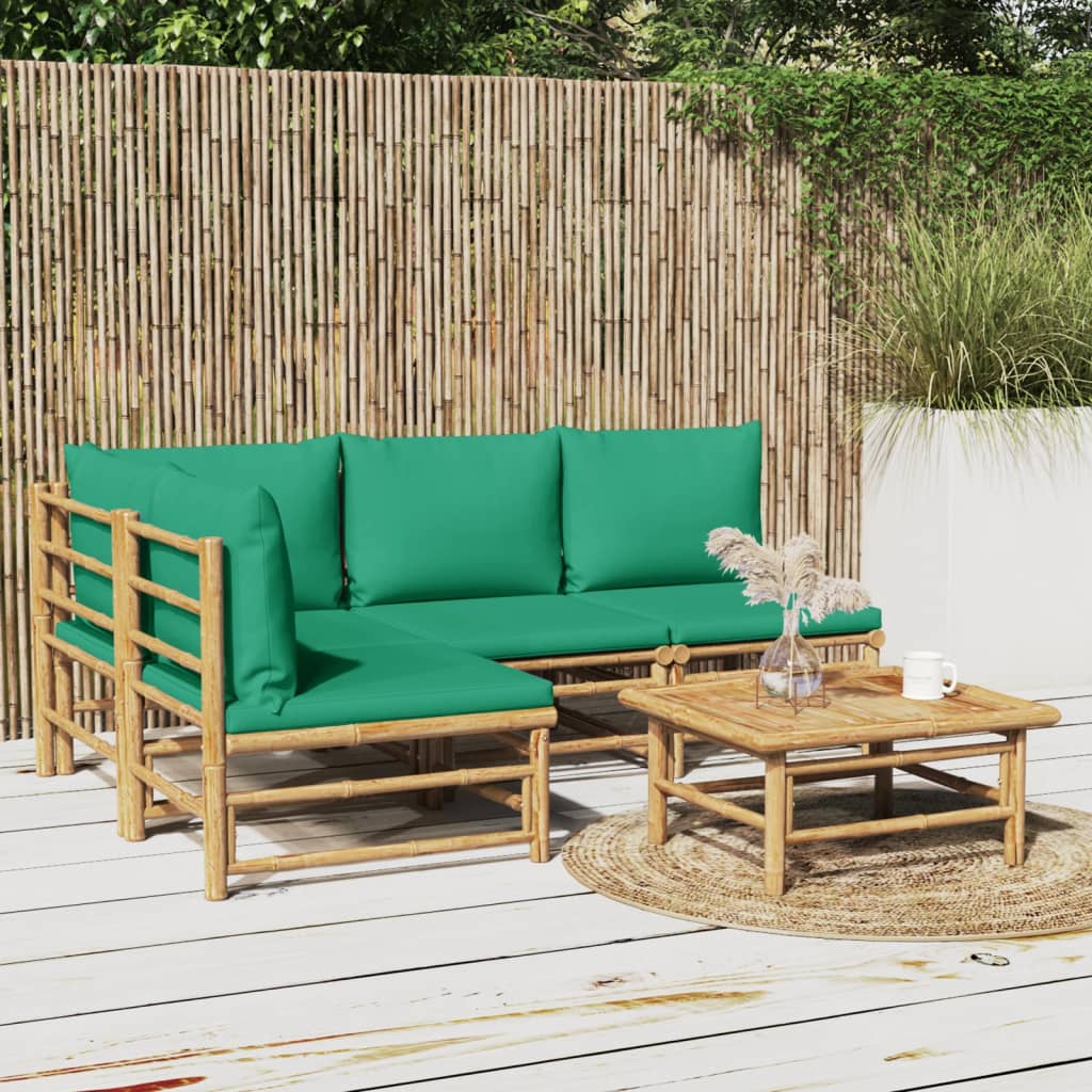 5-delige Loungeset met kussens bamboe groen is nu te koop bij PeponiXL, paradijselijk wonen!
