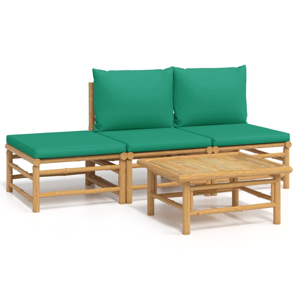 4-delige Loungeset met kussens bamboe groen is nu te koop bij PeponiXL, paradijselijk wonen!