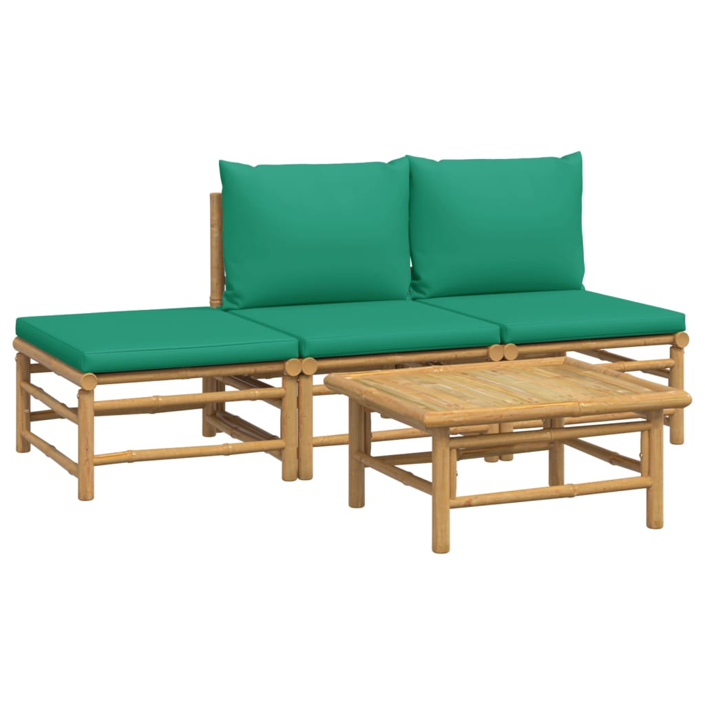 4-delige Loungeset met kussens bamboe groen is nu te koop bij PeponiXL, paradijselijk wonen!