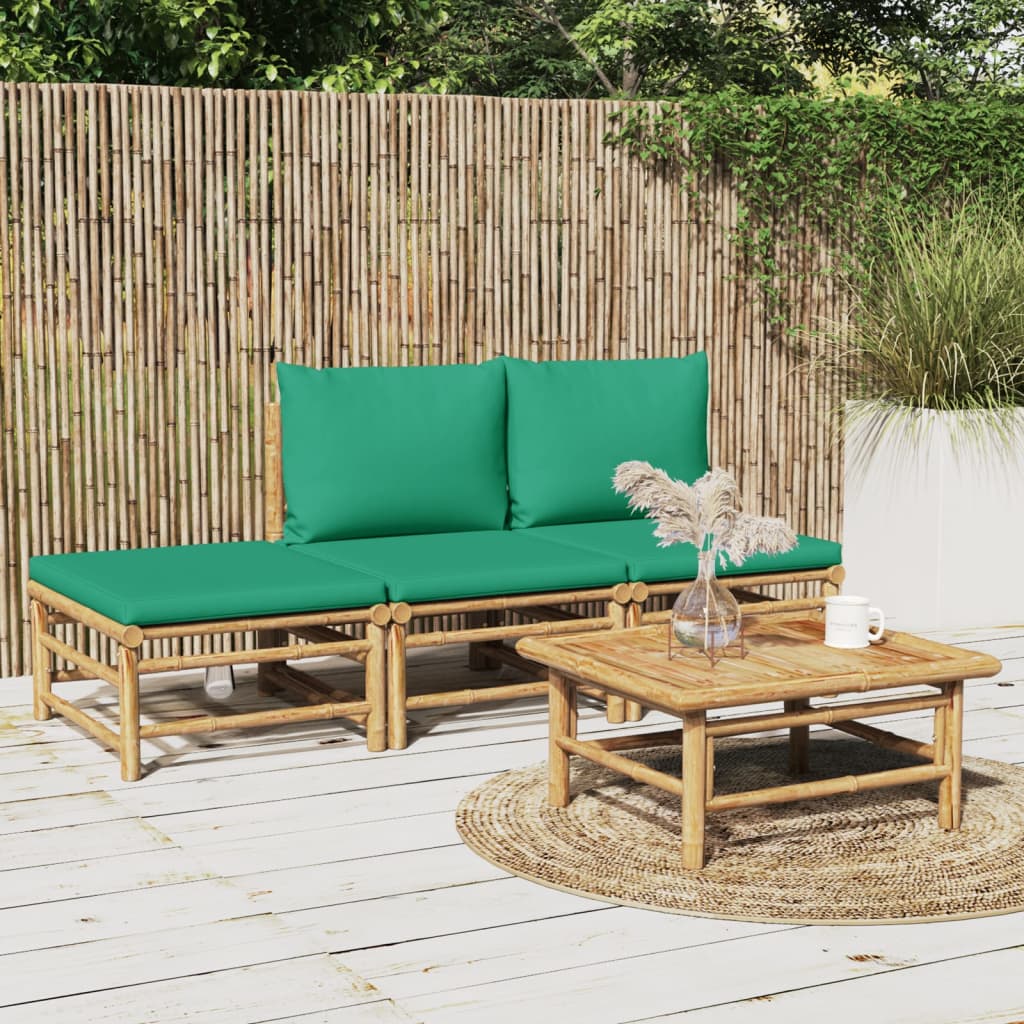 4-delige Loungeset met kussens bamboe groen is nu te koop bij PeponiXL, paradijselijk wonen!