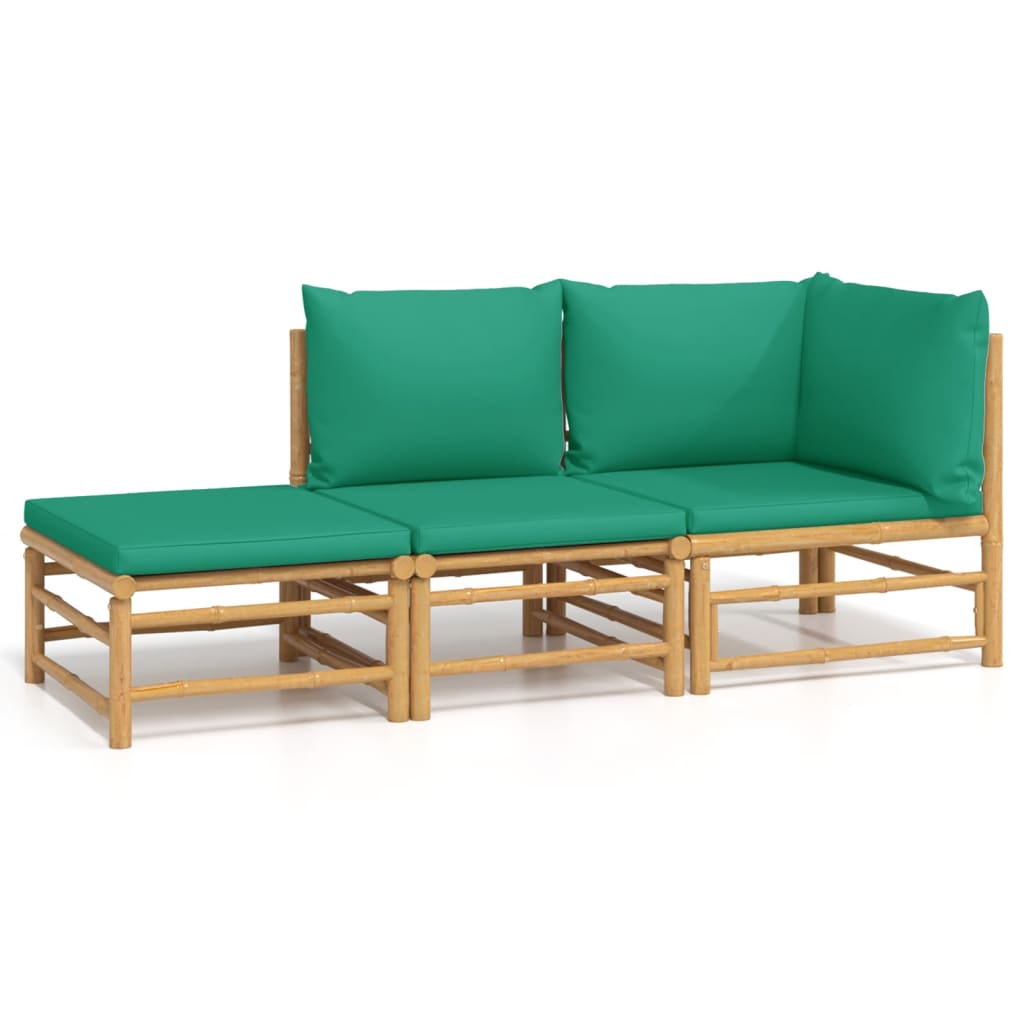 3-delige Loungeset met kussens bamboe groen is nu te koop bij PeponiXL, paradijselijk wonen!