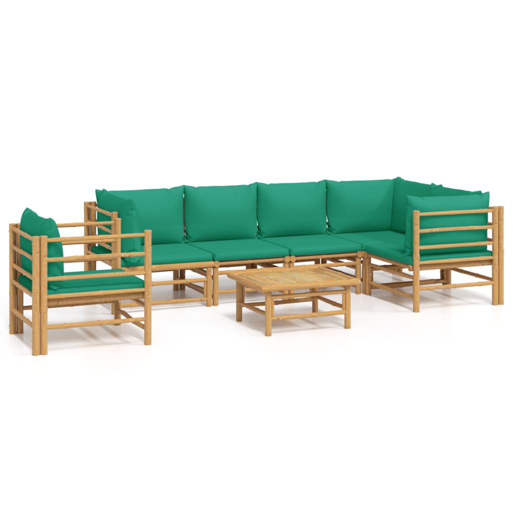 7-delige Loungeset met kussens bamboe groen is nu te koop bij PeponiXL, paradijselijk wonen!