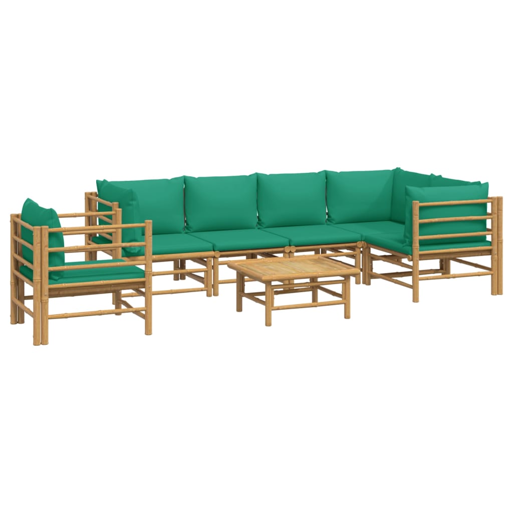7-delige Loungeset met kussens bamboe groen is nu te koop bij PeponiXL, paradijselijk wonen!