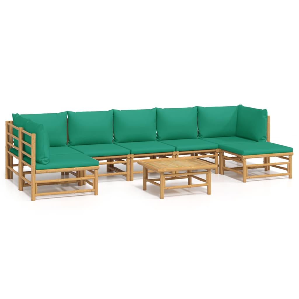 8-delige Loungeset met kussens bamboe groen is nu te koop bij PeponiXL, paradijselijk wonen!