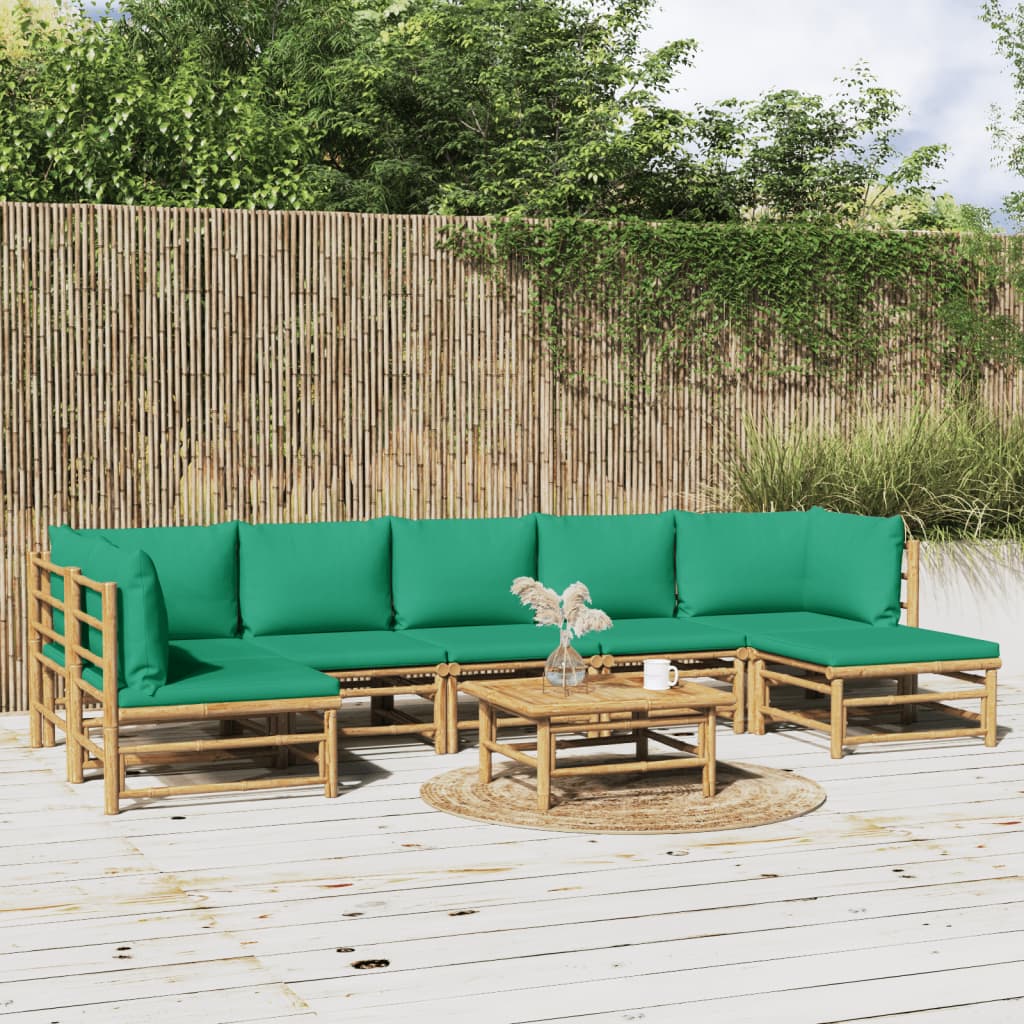 8-delige Loungeset met kussens bamboe groen is nu te koop bij PeponiXL, paradijselijk wonen!