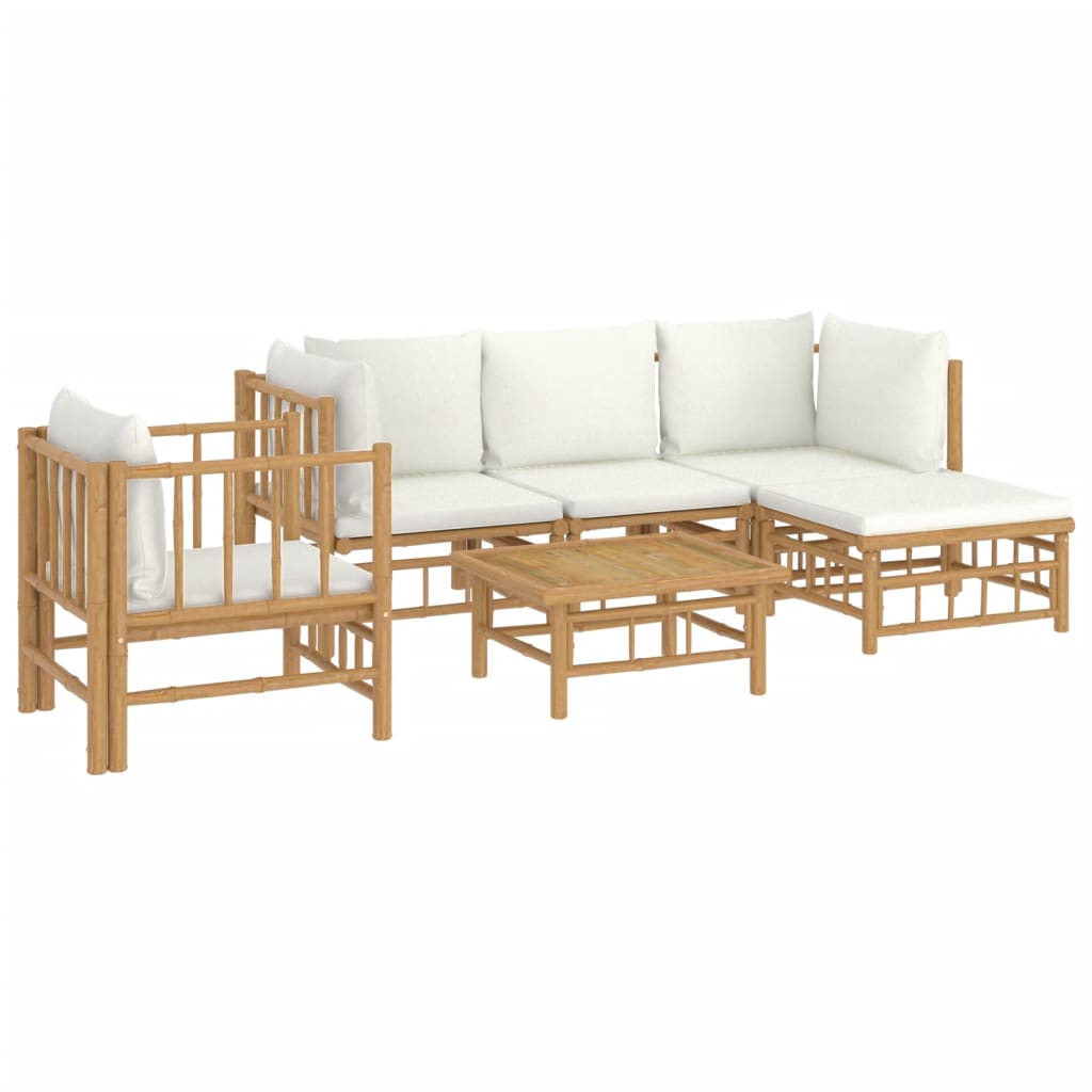 6-delige Loungeset met kussens bamboe crèmewit is nu te koop bij PeponiXL, paradijselijk wonen!