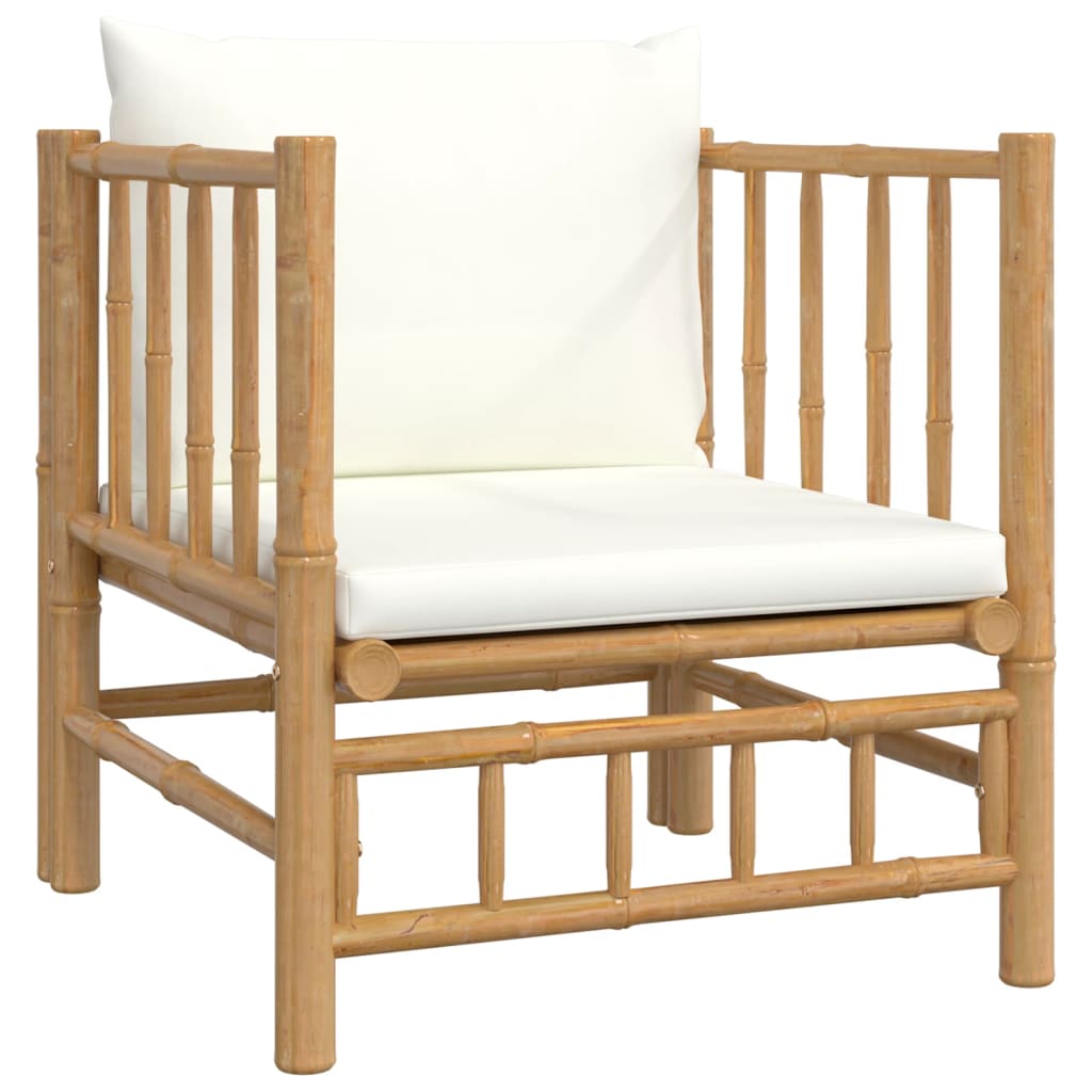6-delige Loungeset met kussens bamboe crèmewit is nu te koop bij PeponiXL, paradijselijk wonen!