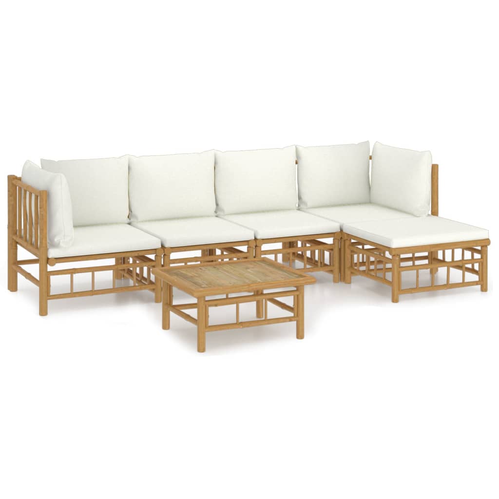 6-delige Loungeset met kussens bamboe crèmewit is nu te koop bij PeponiXL, paradijselijk wonen!
