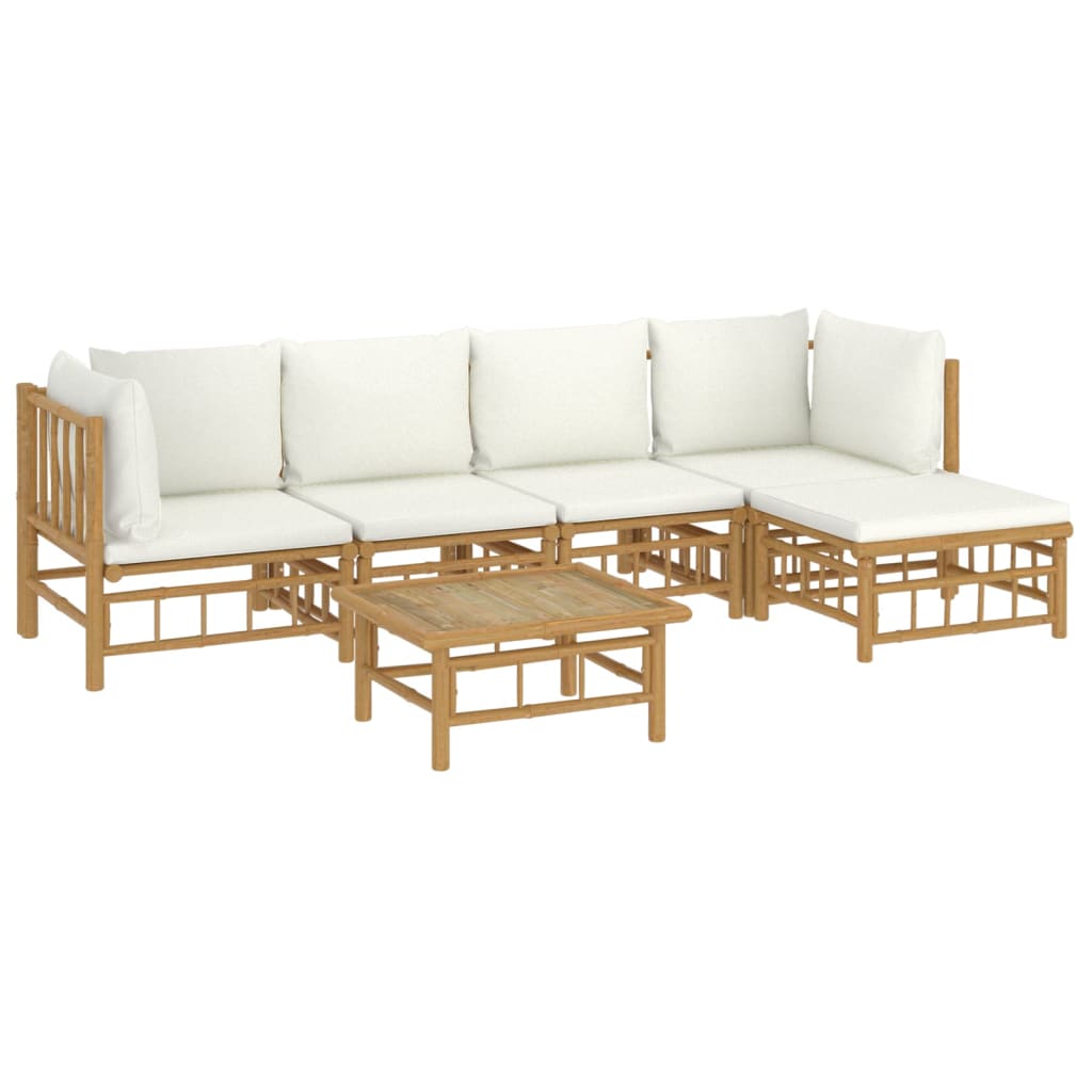 6-delige Loungeset met kussens bamboe crèmewit is nu te koop bij PeponiXL, paradijselijk wonen!