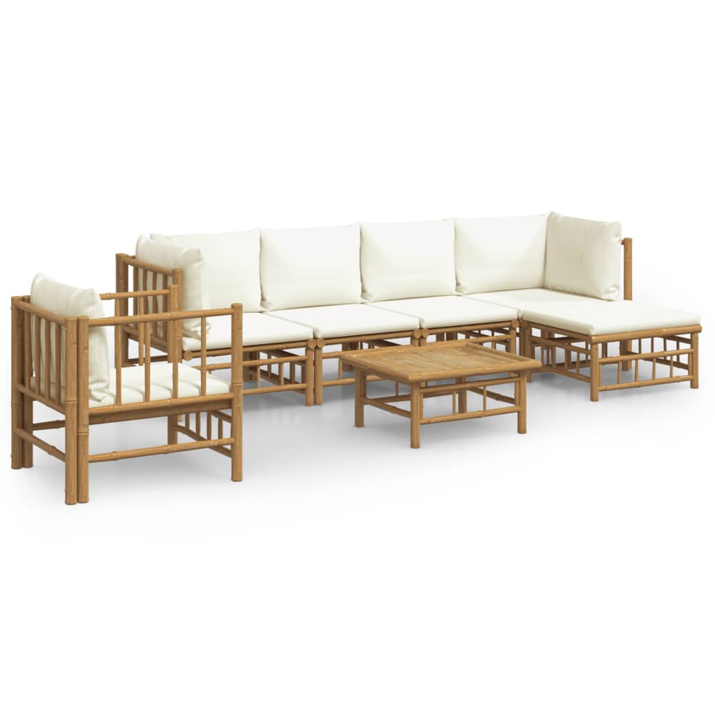 7-delige Loungeset met kussens bamboe crèmewit is nu te koop bij PeponiXL, paradijselijk wonen!