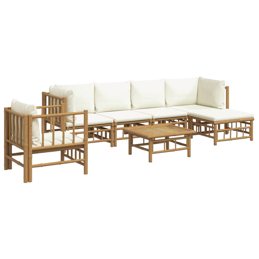 7-delige Loungeset met kussens bamboe crèmewit is nu te koop bij PeponiXL, paradijselijk wonen!