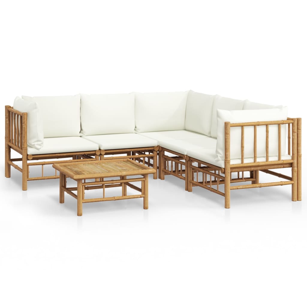 6-delige Loungeset met kussens bamboe crèmewit is nu te koop bij PeponiXL, paradijselijk wonen!