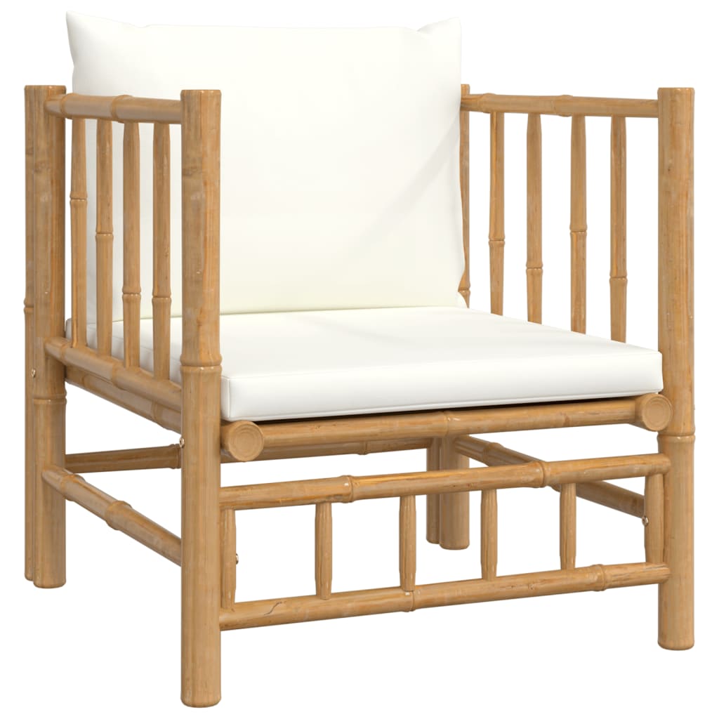 7-delige Loungeset met kussens bamboe crèmewit is nu te koop bij PeponiXL, paradijselijk wonen!