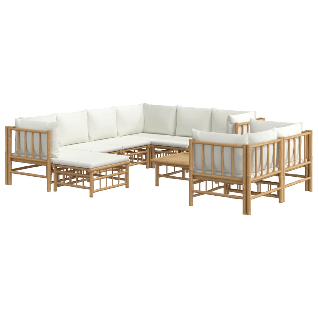 10-delige Loungeset met kussens bamboe crèmewit is nu te koop bij PeponiXL, paradijselijk wonen!