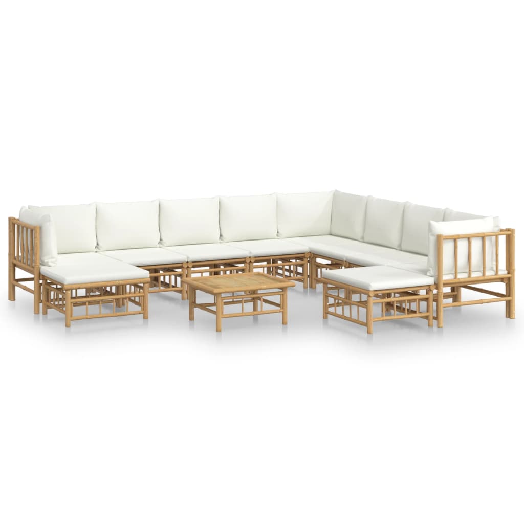 11-delige Loungeset met kussens bamboe crèmewit is nu te koop bij PeponiXL, paradijselijk wonen!