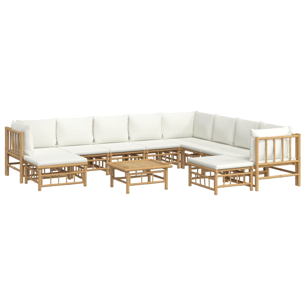11-delige Loungeset met kussens bamboe crèmewit is nu te koop bij PeponiXL, paradijselijk wonen!