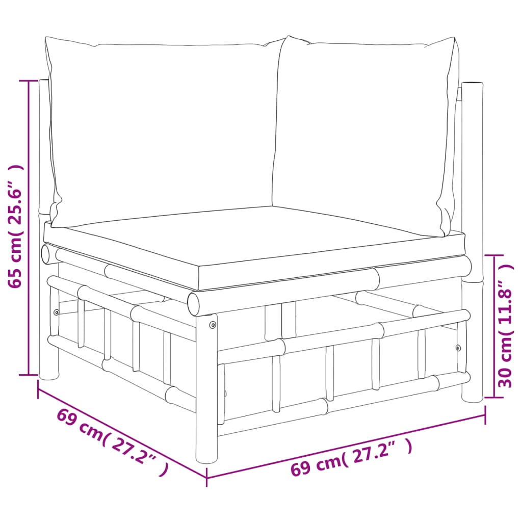 11-delige Loungeset met kussens bamboe crèmewit is nu te koop bij PeponiXL, paradijselijk wonen!