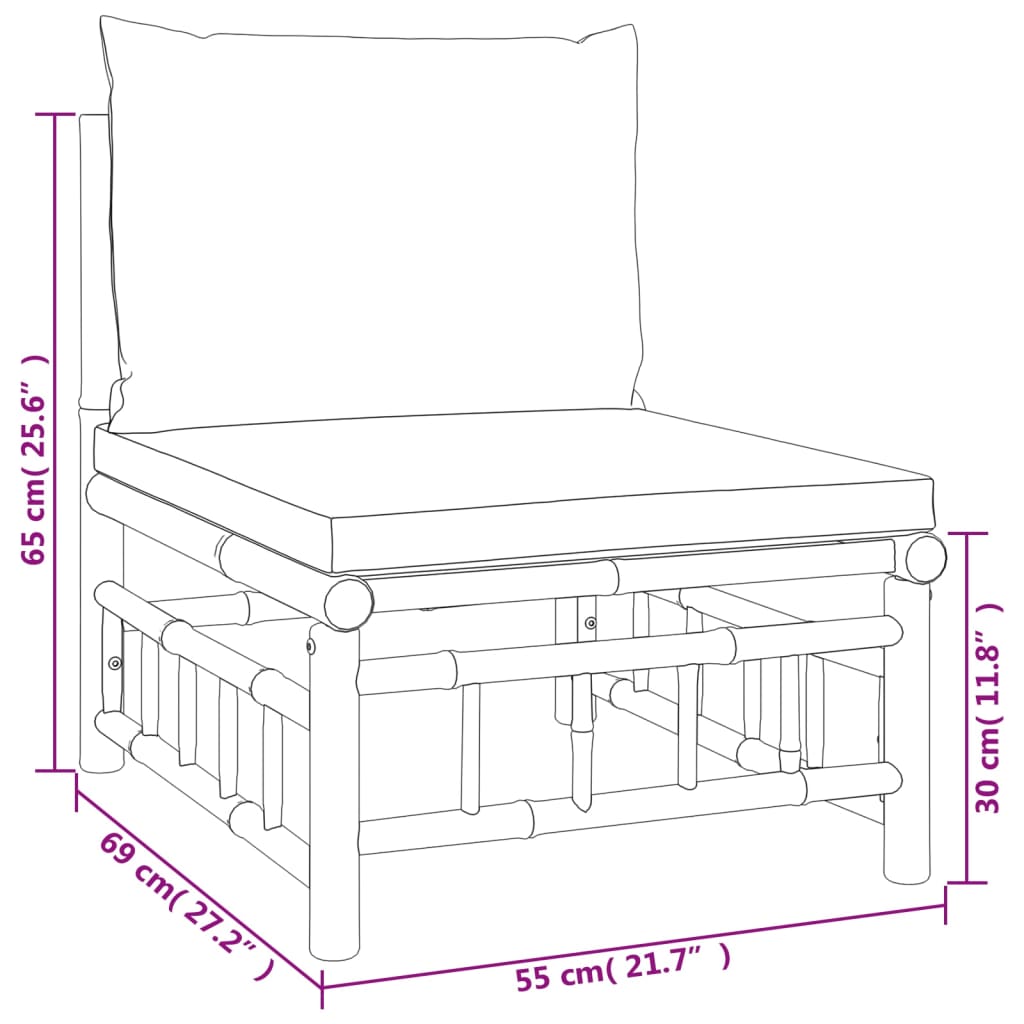 11-delige Loungeset met kussens bamboe crèmewit is nu te koop bij PeponiXL, paradijselijk wonen!