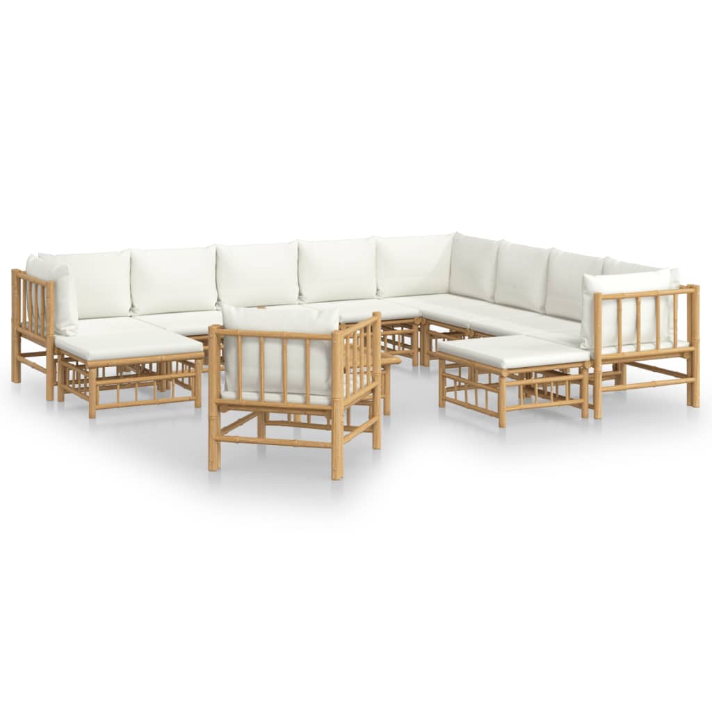 12-delige Loungeset met kussens bamboe crèmewit is nu te koop bij PeponiXL, paradijselijk wonen!